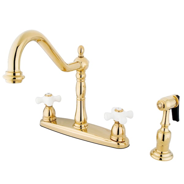 Heritage Centerset Kitchen Faucet, Polished Brass